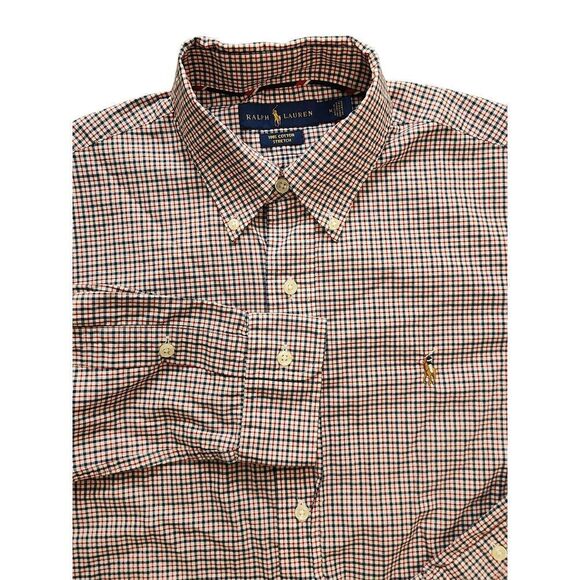 Ralph Lauren Polo Men’s 100% Cotton Stretch Medium plaid LS Full color pony logo - Picture 10 of 10
